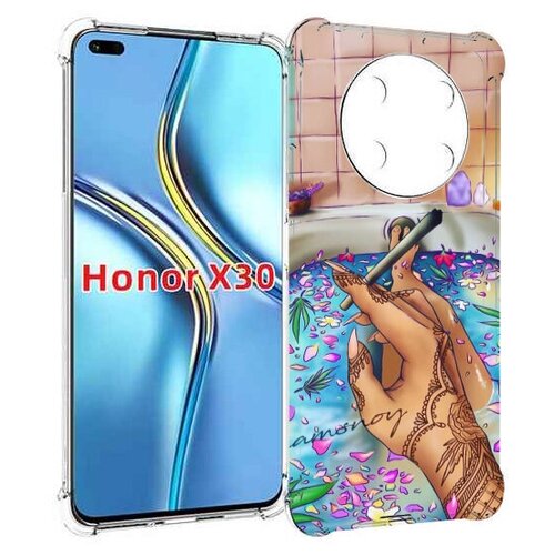 Чехол MyPads девушка в ванне женский для Honor X30 / Magic4 Lite 5G задняя-панель-накладка-бампер