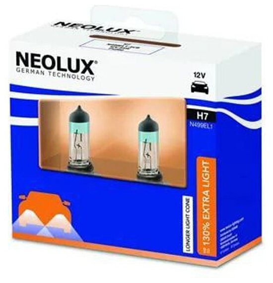 Лампа Neolux H7 12V-55W PX26d (+130% света) Extra Light +130 DuoBox, комплект 2 шт, N499EL1-2SCB