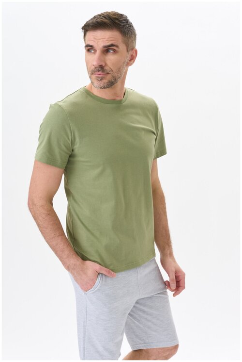 Футболка Uzcotton футболка мужская UZCOTTON однотонная базовая хлопковая, размер 48-50L, зеленый