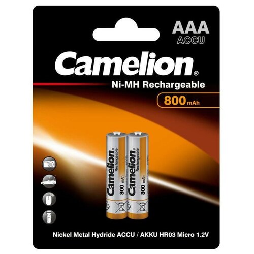 Camelion, AAA800mAh/2BL, аккумуляторная батарейка, Ni-Mh, в блистере батарейки аккумулятор camelion aaa 900mah ni mh bl 2 2 шт