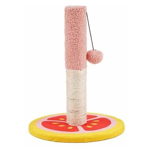 Когтеточка-столбик с игрушкой, Bentfores (40 x 32 x 32 см, грейпфрут, 33926)