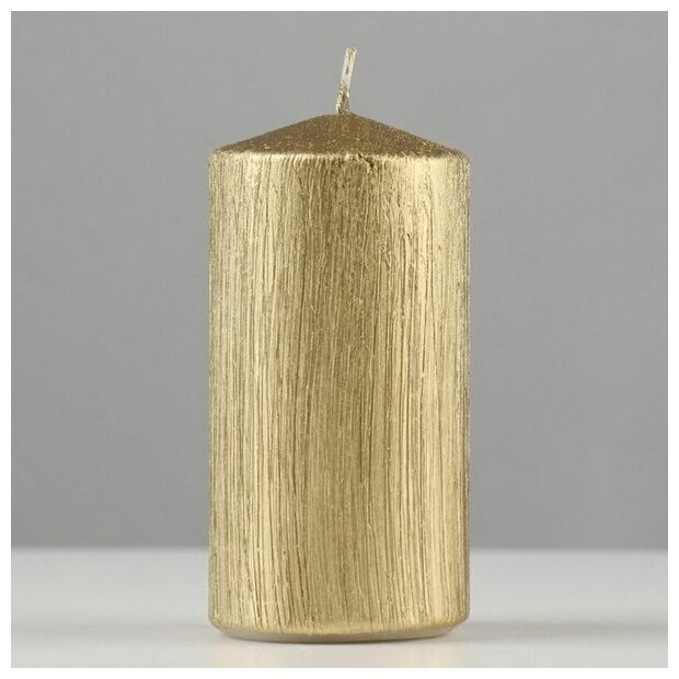 Свеча - цилиндр "Винтаж", 5х10 см, золотая