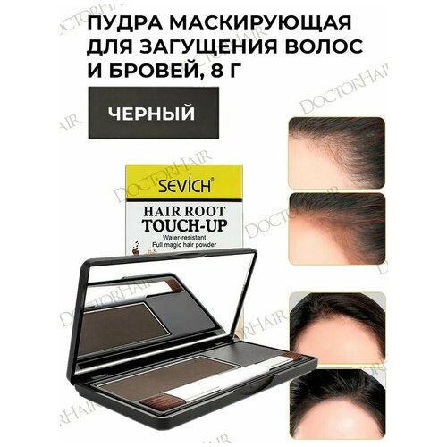 SEVICH Пудра маскирующая Hair shadow, черный, 8 мл, 8 г sevich пудра маскирующая для волос hair shadow седой 4 г