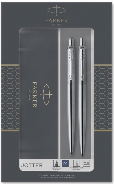 Parker 2093256 Набор parker jotter core kb61: шариковая ручка и механический карандаш, stainless steel ct