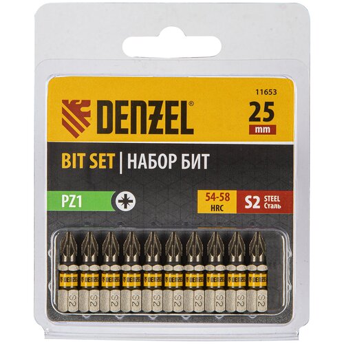 Набор бит Denzel PZ1х25 сталь S2 шестигранный профиль 10 шт 11653 442₽