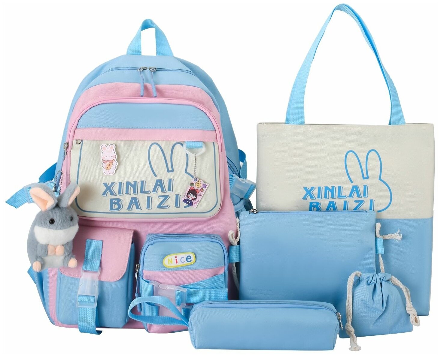 Рюкзак для девочки с комплектом 5 в 1 /Детский пенал, сумки, рюкзак кошелек 5 в 1 для подростков девочек и для прогулки