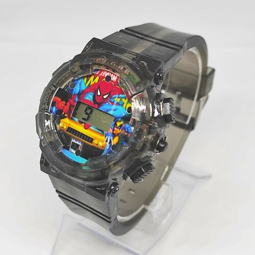 фото Наручные часы кварцевые, корпус пластик, ремешок резина, бесшумный механизм, черный нет бренда