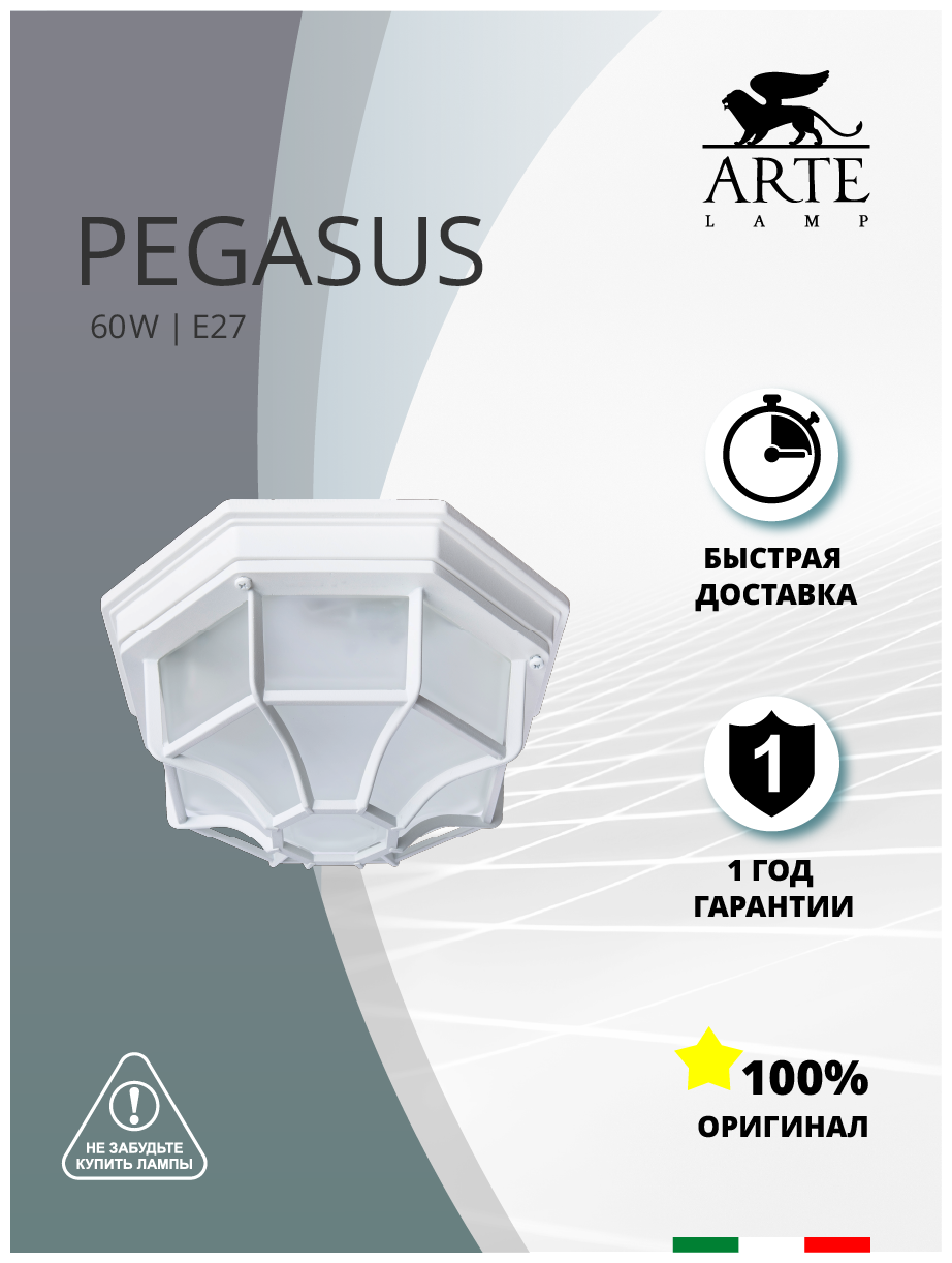 Arte Lamp Уличный светильник Pegasus A3100PL-1WH E27