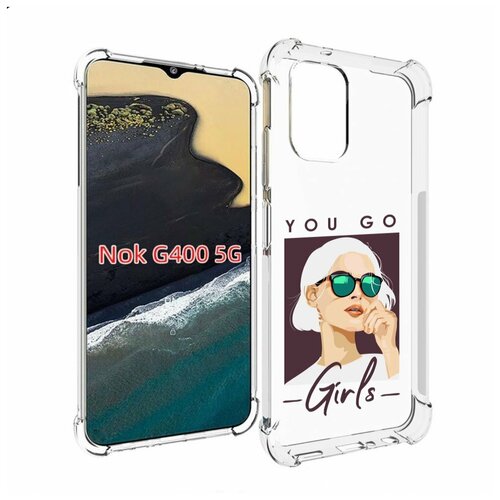 Чехол MyPads Девушка-в-очках-с-белыми-волосами женский для Nokia G400 5G задняя-панель-накладка-бампер