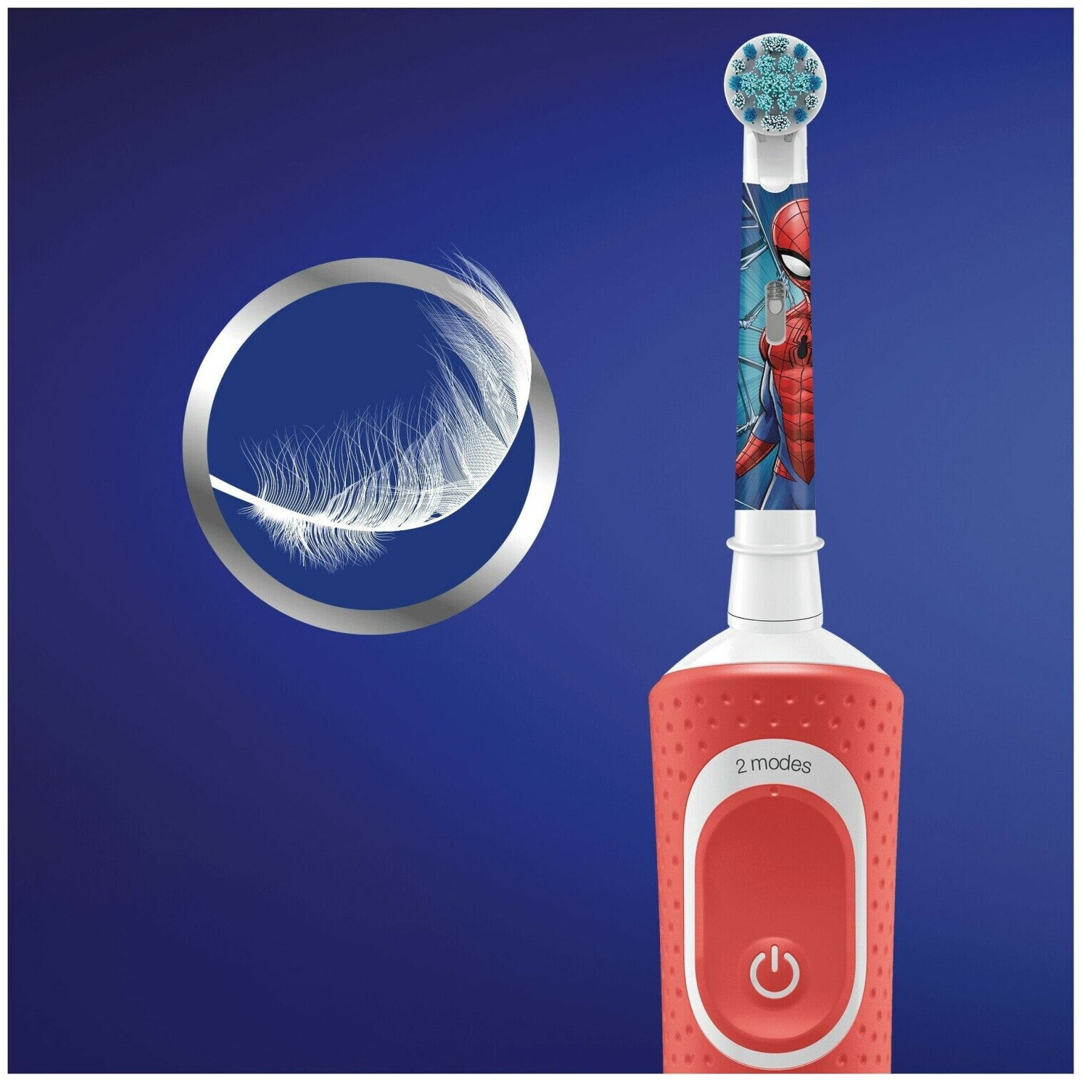 Набор насадок Oral-B Kids Человек-Паук для электрической щетки, белый/синий, 3 шт. - фотография № 2