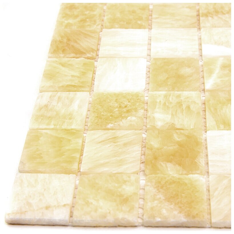 Мозаика из Natural Mosaic 4M073-26P-(Onyx-Yellow) 4 мм оникса желтый светлый квадрат глянцевый - фотография № 3