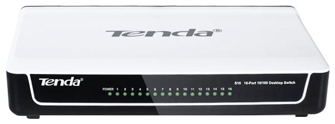 Коммутатор TENDA S16 (16 портов Ethernet 10/100 Мбит/сек, IEEE 802.3 10Base-T, 802.3u 100Base-TX, 802.3x Flow Control) (S16)