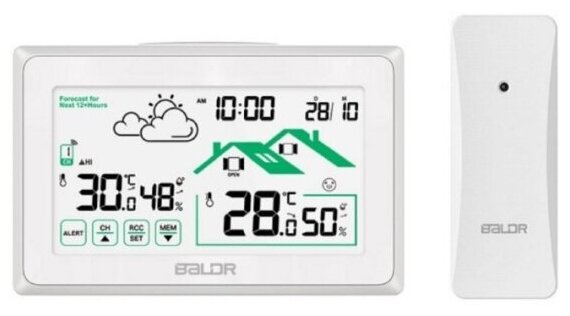 Беспроводная метеостанция Baldr B0340ST2H2R-V8 белый, с индикатором открытия/закрытия окна