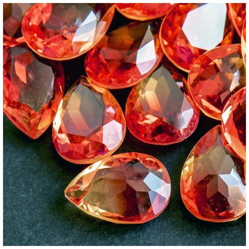 Декоративные кристаллы для рукоделия стеклянные капля 5 шт размер 18х13 мм, цвет Turmaline #6 - оранжево-красный декоративные кристаллы для рукоделия стеклянные овал 5 шт размер 18х13 мм цвет turmaline 9 желтый фуксия