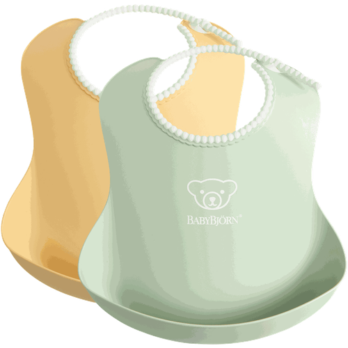 Набор нагрудников для кормления BabyBjorn Baby Bib 2-pack. Powder yellow / Powder green (пудровый желтый, мятный зеленый)