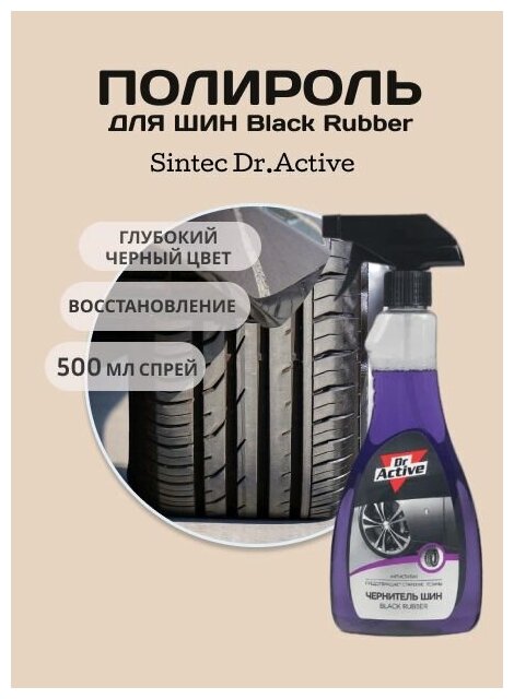 Средство для очистки и полировки шин Dr Active "Black Rubber" чернитель резины на водной основе 500 мл