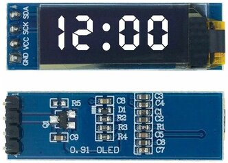 Дисплей GSMIN OLED 0.91 128x32, I2C (Белый)