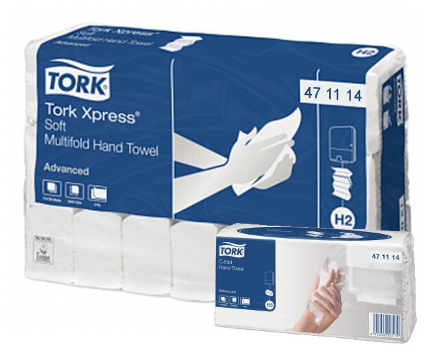 Полотенца бумажные лист. Tork "Advanced"(С-сл)(H3), 2-слойные, 120л/пач, 24*27,5см, белые, 20 шт.