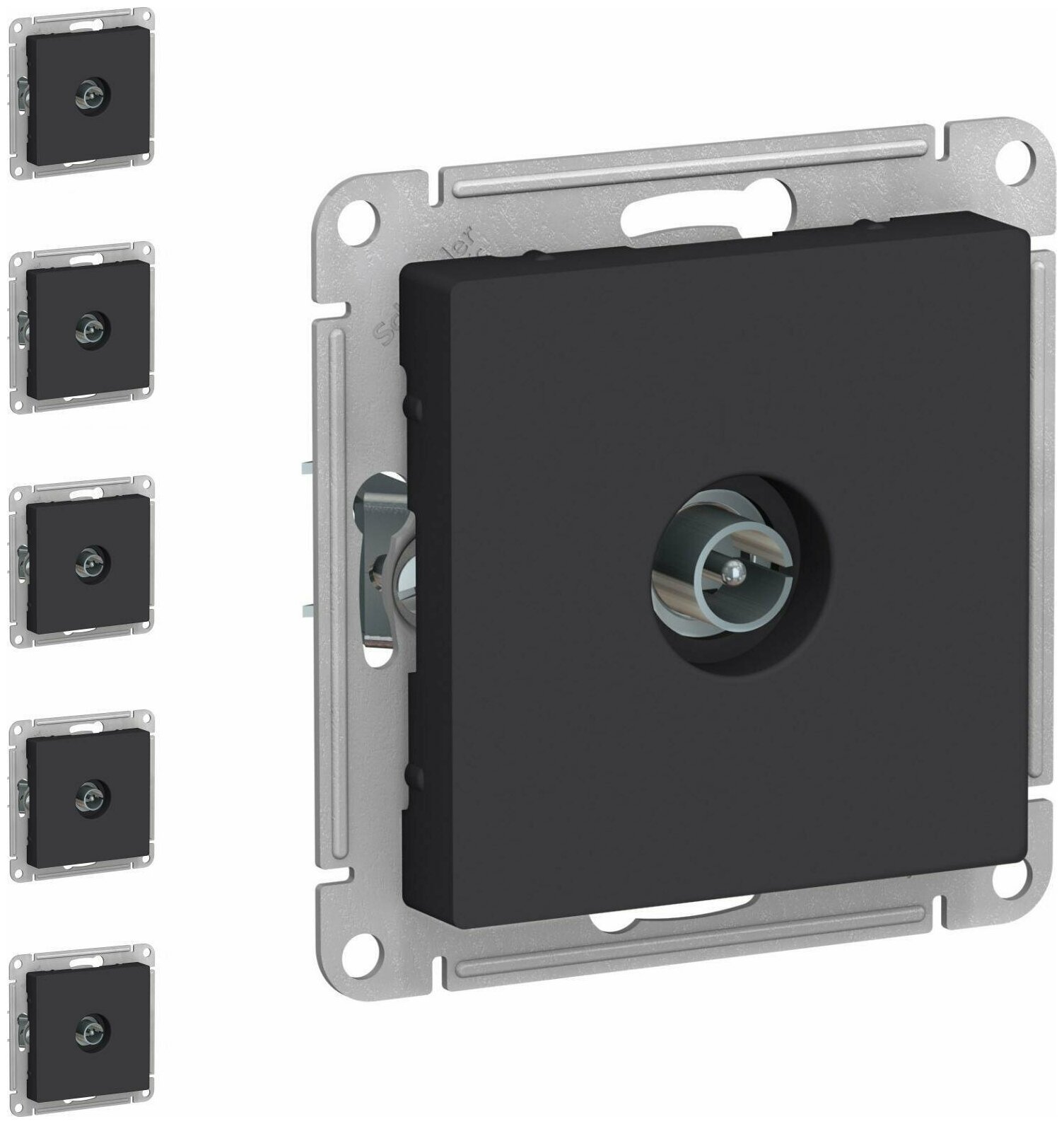 Механизм телевизионной розетки Schneider Electric AtlasDesign TV коннектор карбон (комплект из 5 шт)