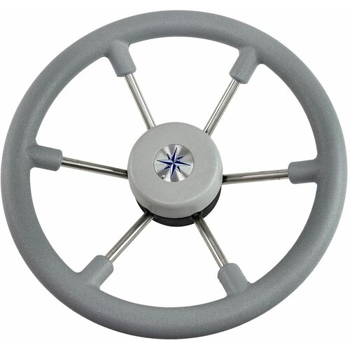 Рулевое колесо LEADER TANEGUM серый обод серебряные спицы д. 330 колесо рулевое leader tanegum 400 мм обод серый спицы серебрянные