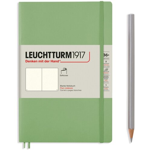 Блокнот Leuchtturm Paperback B6+ 61л без линовки мягкая обложка Зеленый Шалфей