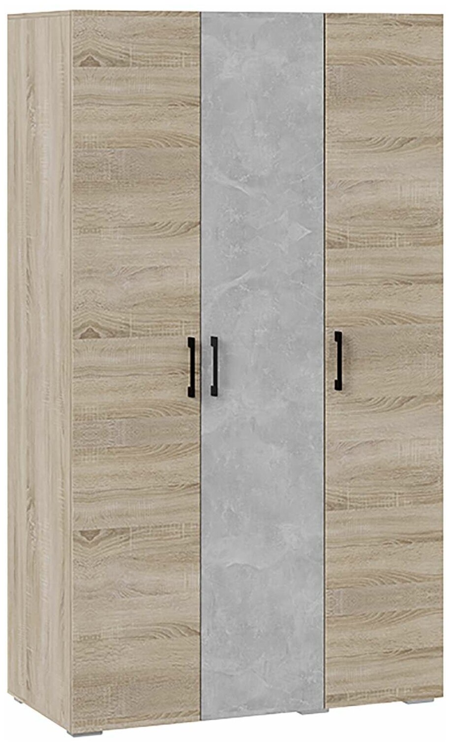фото Нео Шкаф для одежды 3-х дверный Дуб сонома светлый, Дуб сонома светлый/Ателье светлый/Дуб сонома светлый 118х57х206