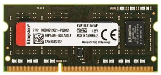 Оперативная память Kingston SO-DIMM DDR3L 4Gb 1600MHz pc-12800 (KVR16LS11/4WP)