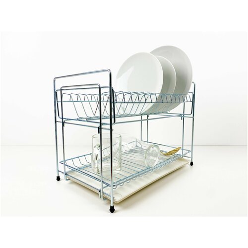 Сушка для посуды разборная 2 яруса с поддоном, 39х23см, высота 29 см, хром