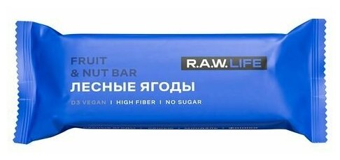 Raw Life Батончик орехово-фруктовый "Лесные ягоды", 47 грамм
