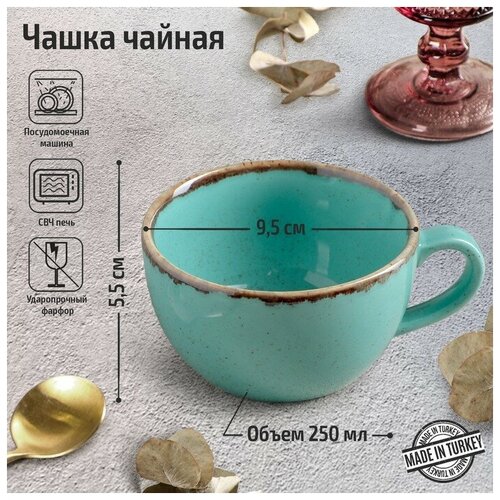 Porland Чашка чайная Turquoise, 250 мл, фарфор, цвет бирюзовый