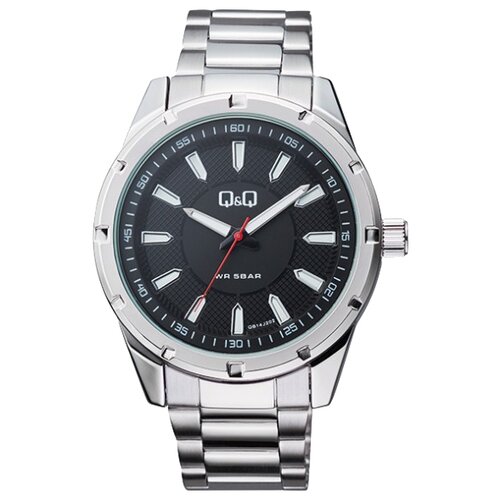 Наручные часы Q&Q, серебряный, серый браслет кожаный qb14 длина xl 22 23 см