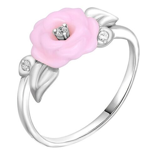 фото Серебряное кольцо золотые узоры 90-01-5814-00 с керамикой и цирконием diamant-online