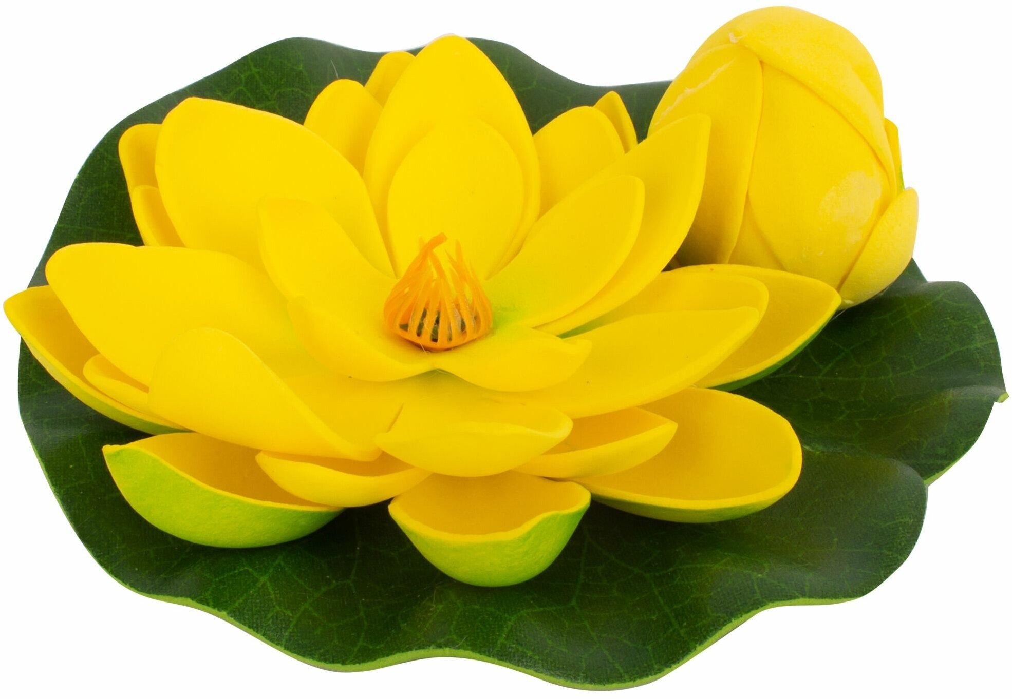 Цветок для водоема Ecotec Лотос с бутоном пластик желтый 13 см - фотография № 2