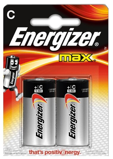 Батарейка C щелочная Energizer LR14-2BL MAX в блистере 2шт.