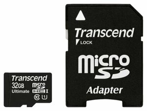 Карта памяти Transcend microSDHC 32Gb UHS-I U1 Class 10 + SD adapter (TS32GUSDHC10U1)