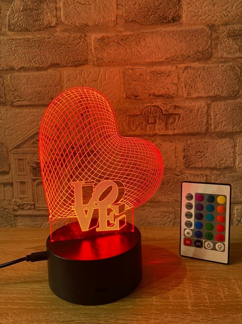 3D Светильник сердце I LOVE YOU.. С пультом - фотография № 6