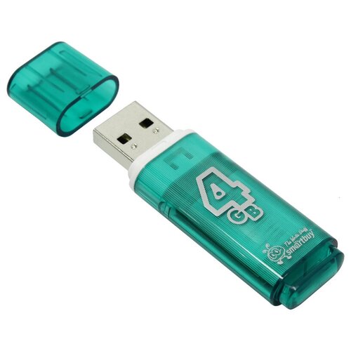 Память Smart Buy Glossy 4GB, USB 2.0 Flash Drive, зеленый - 3 шт.