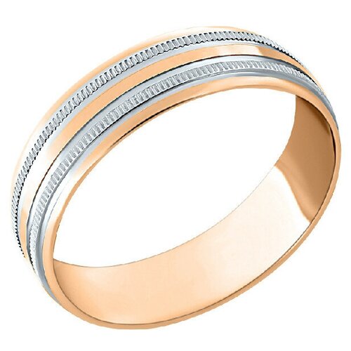 Кольцо обручальное Золотой Стандарт комбинированное золото, 585 проба, размер 18.5, серебряный, золотой