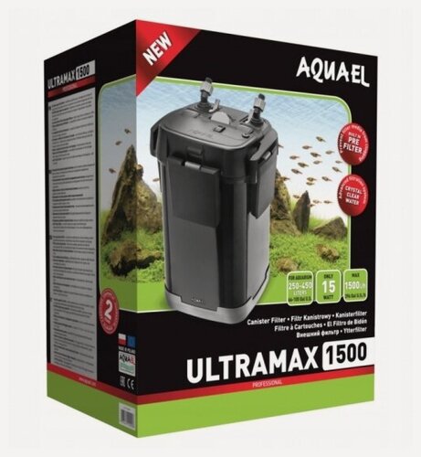 Изображение товара Внешний фильтр Aquael ULTRAMAX 1500 для аквариума 250 - 450 л (1500 л/ч, 16 Вт, h = 200 см)