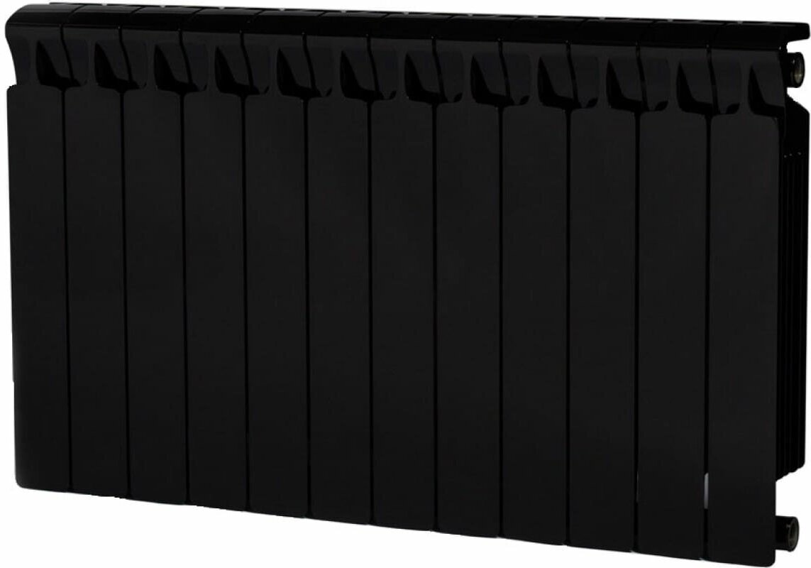 Секционный биметаллический радиатор Rifar Monolit 500 12 секций Черный матовый RAL 9005