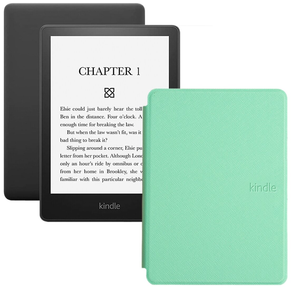 Электронная книга Amazon Kindle PaperWhite 2021 16Gb black Ad-Supported с обложкой ReaderONE PaperWhite 2021 Light Green