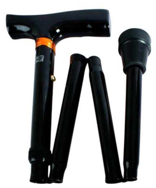 Valentine International 10121BL / Валентайн Интернэшнл - трость телескопическая, складная, с деревянной ручкой, 82-92 см, черная