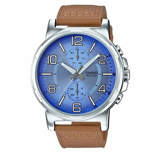 Наручные часы CASIO Японские наручные часы Casio Collection MTP-E313L-2B2, серебряный, голубой