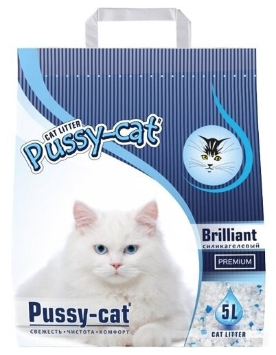 Наполнитель Pussy-Cat Premium Brilliant для кошек силикагелевый 2кг 5л