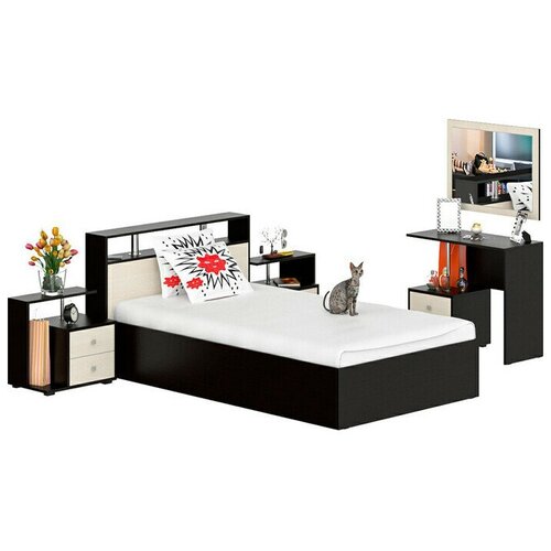 Комлект мебели СВК Камелия спальня № 6 венге/дуб лоредо 120х200