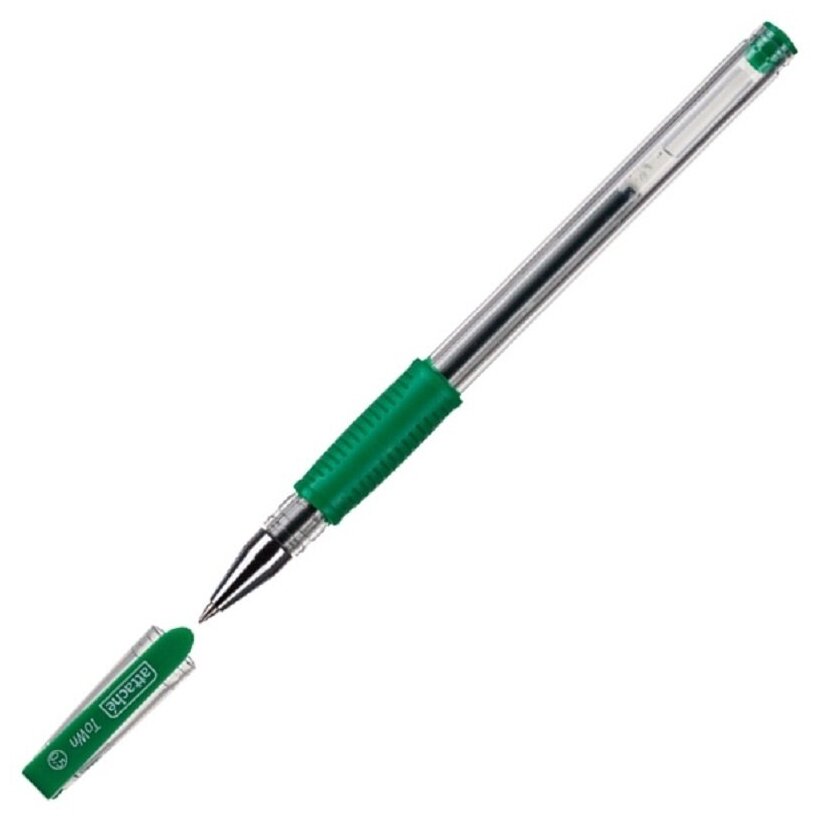 Ручка гелевая Attache Town, 0,5 мм, с резиновой манжеткой, зеленый