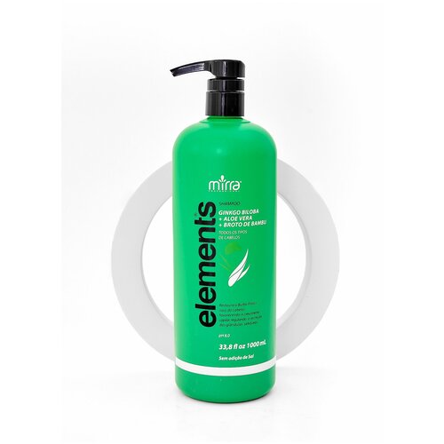 Шампунь для волос восстанавливающий, от выпадения, способствующий росту волос Ginkgo Biloba + Aloe Vera + Broto de Bamb Element Mirra Cosmeticos 1000 ml