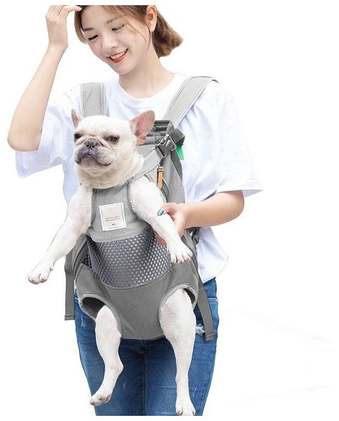 Рюкзак-Переноска для собак "Dog" серый (до 12 кг ) - фотография № 1