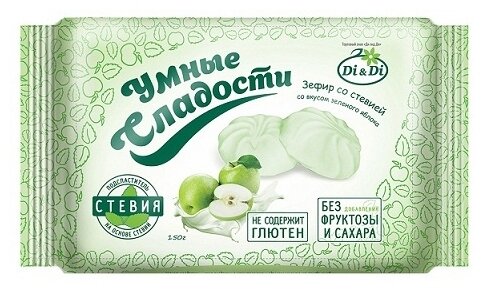 Зефир «Умные сладости» со вкусом зеленого яблока 150г