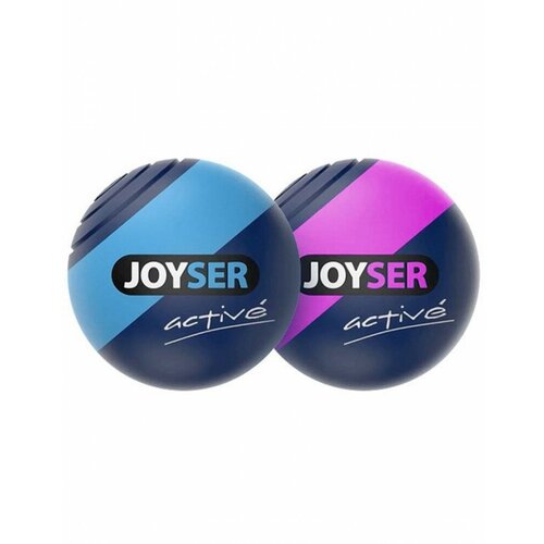 Игрушка JOYSER Active для собак Два резиновых мяча с пищалкой M 6,3 см голубой-розовый